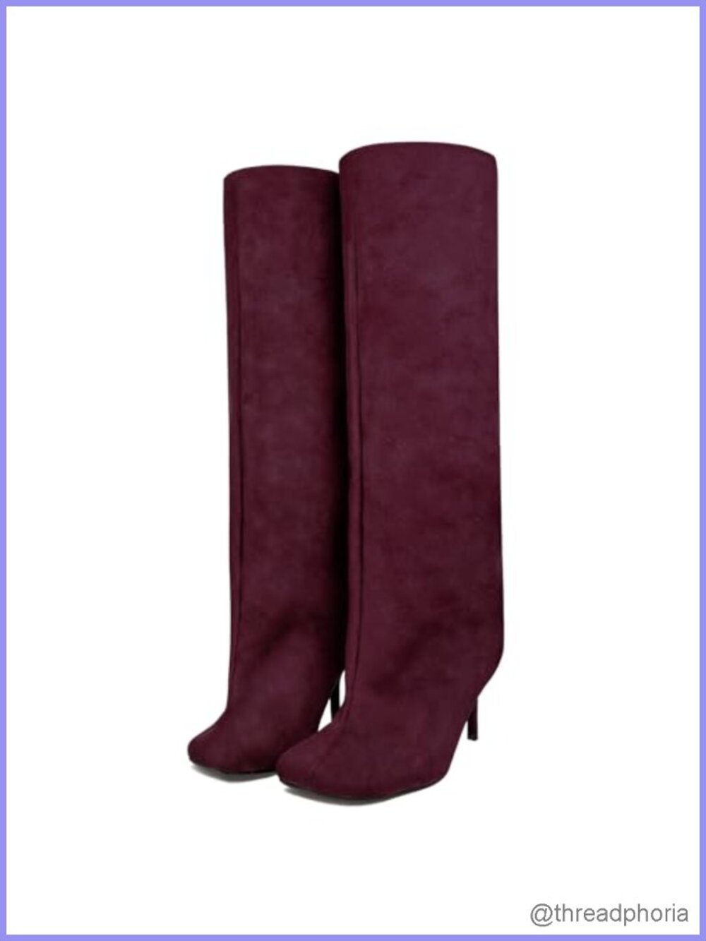 Wide Calf Knee High Boots Women Faux Suede Square Toe Slouchy Pull On Fall